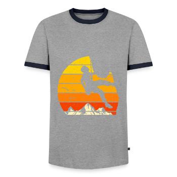 Sport Klettern Klettern Klettern Klettern Felsen - Männer Kontrast-T-Shirt - Grau/Navy  - Vorne - AI Model Female 172 light (172cm) & AI Model Male 178 light (178cm)