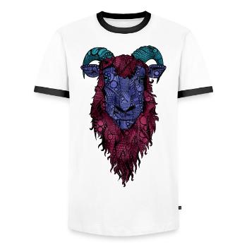 mouton - T-shirt contrasté Homme - blanc/noir - Devant - AI Model Female 172 light (172cm) & AI Model Male 178 dark (178cm)