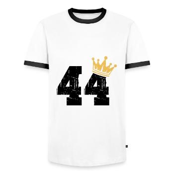44 Crown 44th Birthday 44 years old - Men's Ringer Shirt - white/black - Front - AI Model Female 172 light (172cm) & AI Model Male 178 dark (178cm)
