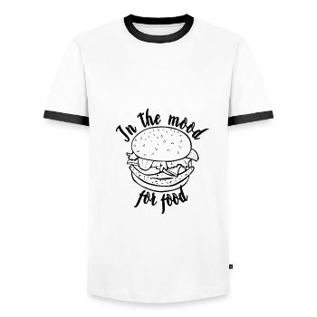 HAMBURGER - IN THE MOOD FOR FOOD (b) - T-shirt contrasté Homme - blanc/noir - Devant - AI Model Female 172 light (172cm) & AI Model Male 178 dark (178cm)