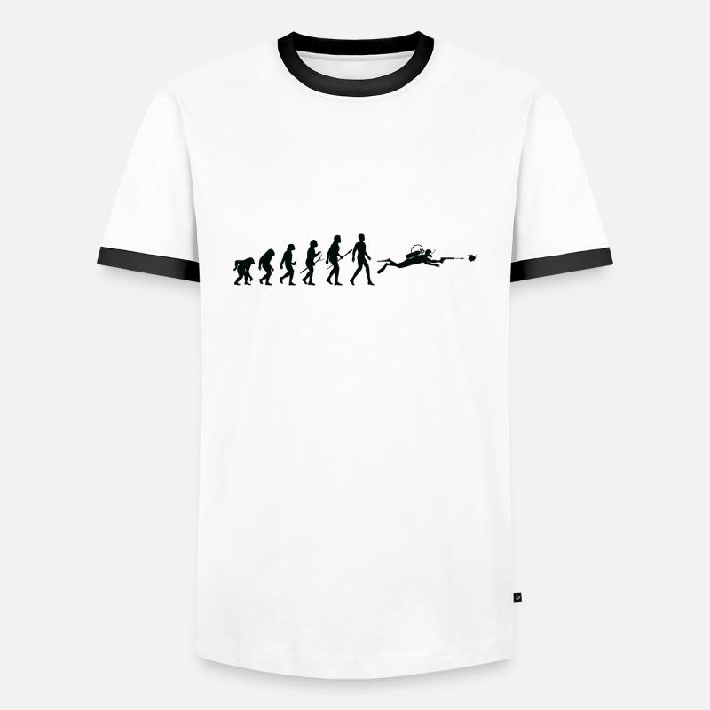Evolution Mann Taucher - Männer Kontrast-T-Shirt - Weiß/Schwarz