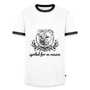 Spoiled for no reason Pitbull - Men's Ringer Shirt - white/black - Front - AI Model Female 172 light (172cm) & AI Model Male 178 dark (178cm)
