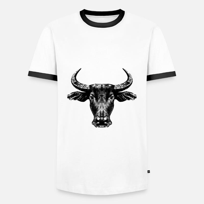 Wasserbüffel / Bubalus arnee - Männer Kontrast-T-Shirt - Weiß/Schwarz