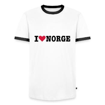 Norway - Men's Ringer Shirt - white/black - Front - AI Model Female 172 light (172cm) & AI Model Male 178 dark (178cm)
