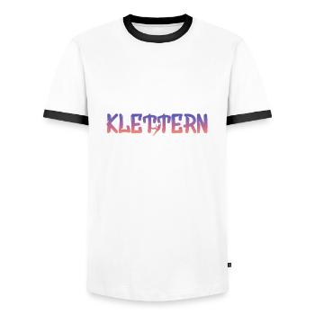 Klettern bouldern - Männer Kontrast-T-Shirt - Weiß/Schwarz - Vorne - AI Model Female 172 light (172cm) & AI Model Male 178 dark (178cm)