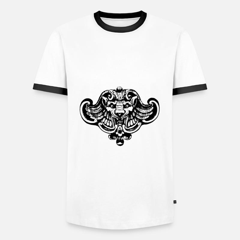 Geflügelter Löwe oder Wolf / Chimäre - Männer Kontrast-T-Shirt - Weiß/Schwarz