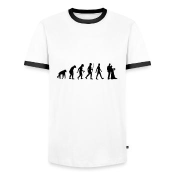 Évolution jeunes mariés mariée marié fleur de mariage - T-shirt contrasté Homme - blanc/noir - Devant - AI Model Female 172 light (172cm) & AI Model Male 178 dark (178cm)