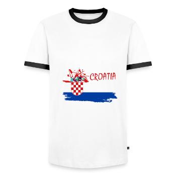 Croatia Hrvatska Kroatien i love croatia - Männer Kontrast-T-Shirt - Weiß/Schwarz - Vorne - AI Model Female 172 light (172cm) & AI Model Male 178 dark (178cm)