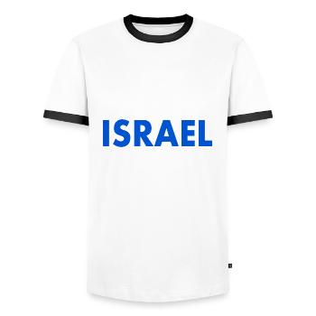 Israel - Männer Kontrast-T-Shirt - Weiß/Schwarz - Vorne - AI Model Female 172 light (172cm) & AI Model Male 178 dark (178cm)