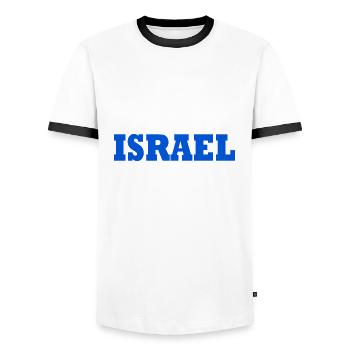 Israel - Männer Kontrast-T-Shirt - Weiß/Schwarz - Vorne - AI Model Female 172 light (172cm) & AI Model Male 178 dark (178cm)