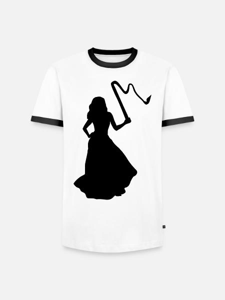 Braut, Frau mit Peitsche - Männer Kontrast-T-Shirt - Weiß/Schwarz