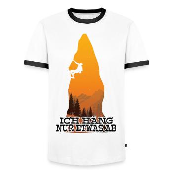 Bouldern - Männer Kontrast-T-Shirt - Weiß/Schwarz - Vorne - AI Model Female 172 light (172cm) & AI Model Male 178 dark (178cm)