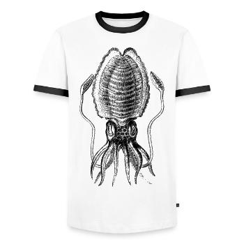 Tintenfisch gezeichnet Vintage - Männer Kontrast-T-Shirt - Weiß/Schwarz - Vorne - AI Model Female 172 light (172cm) & AI Model Male 178 dark (178cm)