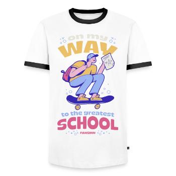 on the way to the best school - Men's Ringer Shirt - white/black - Front - AI Model Female 172 light (172cm) & AI Model Male 178 dark (178cm)