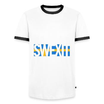 SWEXIT - T-shirt contrasté Homme - blanc/noir - Devant - AI Model Female 172 light (172cm) & AI Model Male 178 dark (178cm)