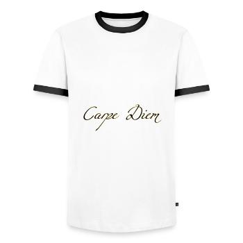 Carpe Diem - Männer Kontrast-T-Shirt - Weiß/Schwarz - Vorne - AI Model Female 172 light (172cm) & AI Model Male 178 dark (178cm)