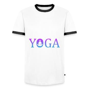 Yoga Namaste - Männer Kontrast-T-Shirt - Weiß/Schwarz - Vorne - AI Model Female 172 light (172cm) & AI Model Male 178 dark (178cm)