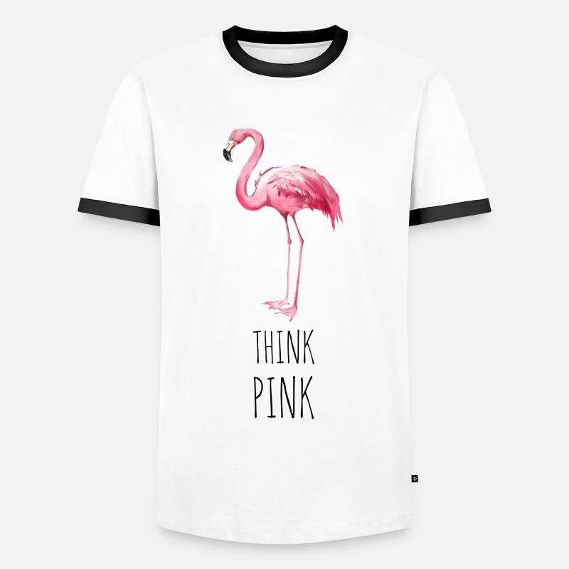 FLAMINGO. THINK PINK - Männer Kontrast-T-Shirt - Weiß/Schwarz