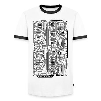 Influence artificielle - T-shirt contrasté Homme - blanc/noir - Devant - AI Model Female 172 light (172cm) & AI Model Male 178 dark (178cm)