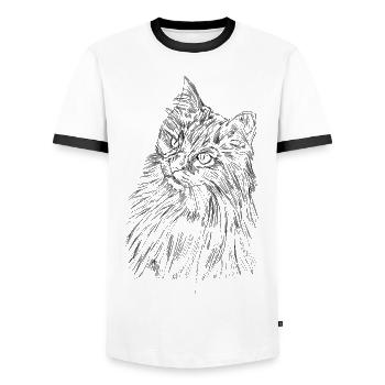 Visage de chat doux - T-shirt contrasté Homme - blanc/noir - Devant - AI Model Female 172 light (172cm) & AI Model Male 178 dark (178cm)