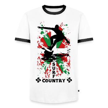 Basque surf country - T-shirt contrasté Homme - blanc/noir - Devant - AI Model Female 172 light (172cm) & AI Model Male 178 dark (178cm)