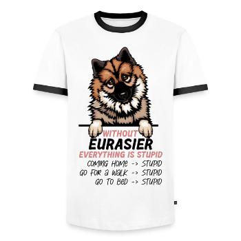 Ohne Eurasier ist alles doof - Männer Kontrast-T-Shirt - Weiß/Schwarz - Vorne - AI Model Female 172 light (172cm) & AI Model Male 178 dark (178cm)