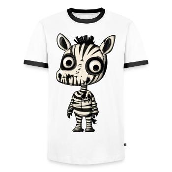 Zebra Halloween Comic Lustig - Männer Kontrast-T-Shirt - Weiß/Schwarz - Vorne - AI Model Female 172 light (172cm) & AI Model Male 178 dark (178cm)