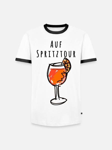 Illustration,Glass, Cocktail,Spritz,Joyride - Men's Ringer Shirt - white/black
