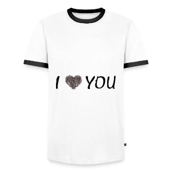 I Love You - Männer Kontrast-T-Shirt - Weiß/Schwarz - Vorne - AI Model Female 172 light (172cm) & AI Model Male 178 dark (178cm)