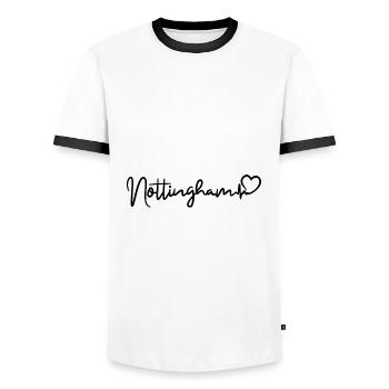 Nottingham Heartbeat City England - Men's Ringer Shirt - white/black - Front - AI Model Female 172 light (172cm) & AI Model Male 178 dark (178cm)