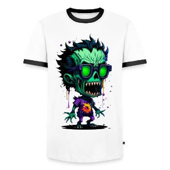 Bunter cooler Zombie - Männer Kontrast-T-Shirt - Weiß/Schwarz - Vorne - AI Model Female 172 light (172cm) & AI Model Male 178 dark (178cm)