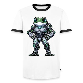 Robot Grenouille Dabbing Mech Cyborg Cool - T-shirt contrasté Homme - blanc/noir - Devant - AI Model Female 172 light (172cm) & AI Model Male 178 dark (178cm)