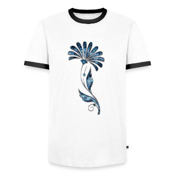 Schmuckblume - T-shirt contrasté Homme - blanc/noir - Devant - AI Model Female 172 light (172cm) & AI Model Male 178 dark (178cm)