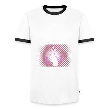 K-Pop K-Drama Kpop Kdrama Hallyu Corée du Sud - T-shirt contrasté Homme - blanc/noir - Devant - AI Model Female 172 light (172cm) & AI Model Male 178 dark (178cm)