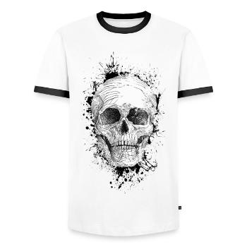 Skull - Men's Ringer Shirt - white/black - Front - AI Model Female 172 light (172cm) & AI Model Male 178 dark (178cm)