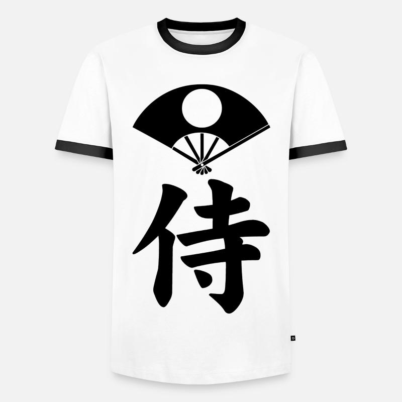 Samurai-Emblem des Satake-Clans (schwarz) - Männer Kontrast-T-Shirt - Weiß/Schwarz