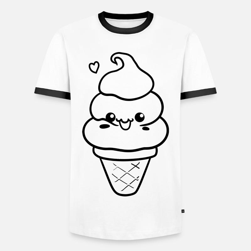 Eis Comic Stil - Männer Kontrast-T-Shirt - Weiß/Schwarz