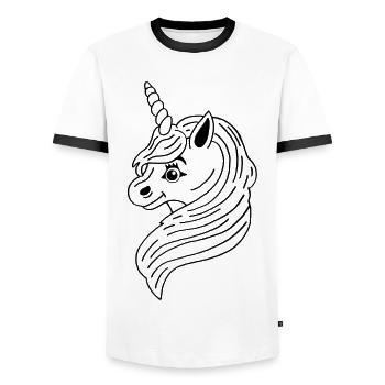 Black manga unicorn - Men's Ringer Shirt - white/black - Front - AI Model Female 172 light (172cm) & AI Model Male 178 dark (178cm)