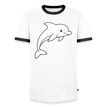 Minimalistic Dolphin - Männer Kontrast-T-Shirt - Weiß/Schwarz - Vorne - AI Model Female 172 light (172cm) & AI Model Male 178 dark (178cm)