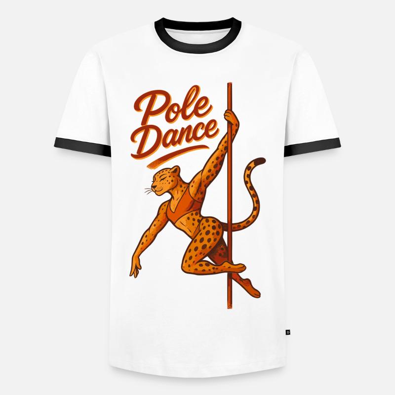 Pole Dance Leopardin Poledancerin Geschenk - Männer Kontrast-T-Shirt - Weiß/Schwarz
