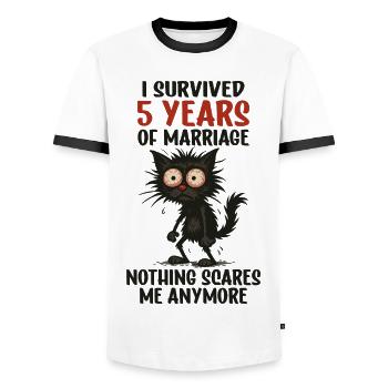 Cadeau du cinquième anniversaire de mariage Mari Mari Épouse - T-shirt contrasté Homme - blanc/noir - Devant - AI Model Female 172 light (172cm) & AI Model Male 178 dark (178cm)