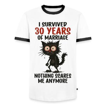 30 Wedding Anniversary Gift Husband Husband Wife - Men's Ringer Shirt - white/black - Front - AI Model Female 172 light (172cm) & AI Model Male 178 dark (178cm)