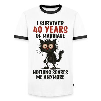 40 Wedding Anniversary Gift Husband Husband Wife - Men's Ringer Shirt - white/black - Front - AI Model Female 172 light (172cm) & AI Model Male 178 dark (178cm)