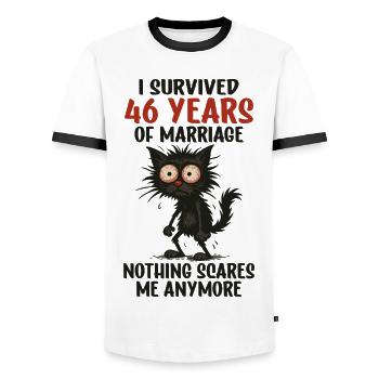 46 Hochzeitstag Geschenk Mann Frau Ehemann Ehefrau - Männer Kontrast-T-Shirt - Weiß/Schwarz - Vorne - AI Model Female 172 light (172cm) & AI Model Male 178 dark (178cm)