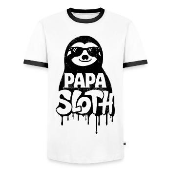 Papa Paresseux - Fête des pères de Cool Sloth - T-shirt contrasté Homme - blanc/noir - Devant - AI Model Female 172 light (172cm) & AI Model Male 178 dark (178cm)