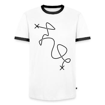 Distance is a . - Männer Kontrast-T-Shirt - Weiß/Schwarz - Vorne - AI Model Female 172 light (172cm) & AI Model Male 178 dark (178cm)