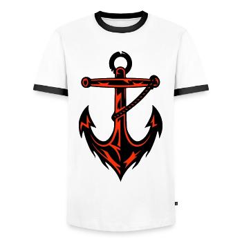Anchor Harbor Icon - Men's Ringer Shirt - white/black - Front - AI Model Female 172 light (172cm) & AI Model Male 178 dark (178cm)