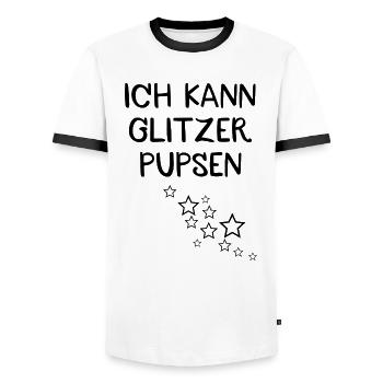 Ich kann Glitzer pupsen - Männer Kontrast-T-Shirt - Weiß/Schwarz - Vorne - AI Model Female 172 light (172cm) & AI Model Male 178 dark (178cm)