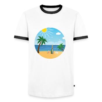 sunshine and - Men's Ringer Shirt - white/black - Front - AI Model Female 172 light (172cm) & AI Model Male 178 dark (178cm)