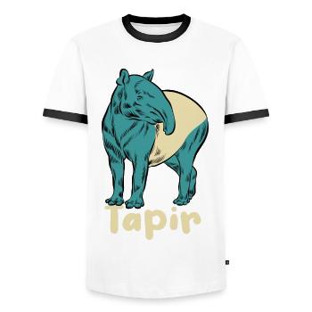 Tapir Strichzeichnung handgezeichnet - Geschenk - Männer Kontrast-T-Shirt - Weiß/Schwarz - Vorne - AI Model Female 172 light (172cm) & AI Model Male 178 dark (178cm)